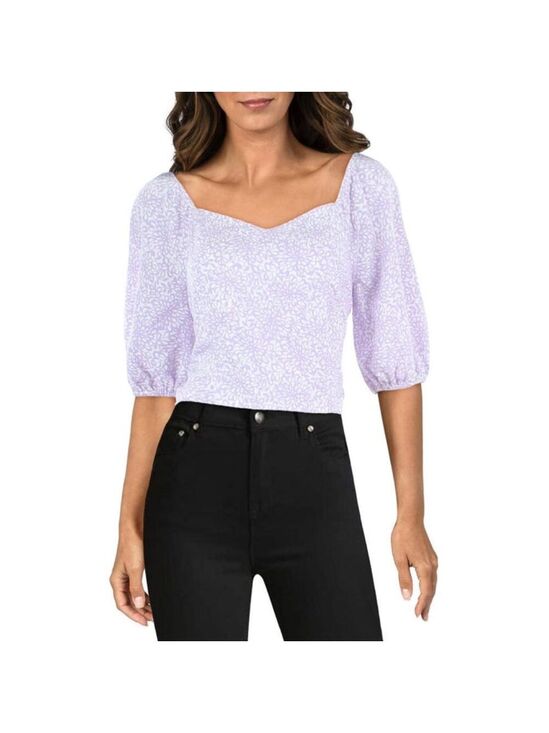Riley & Rae Tops - New Riley & Rae Women's Lilac Petal Square Neck Smocked Cropped Top Size XL